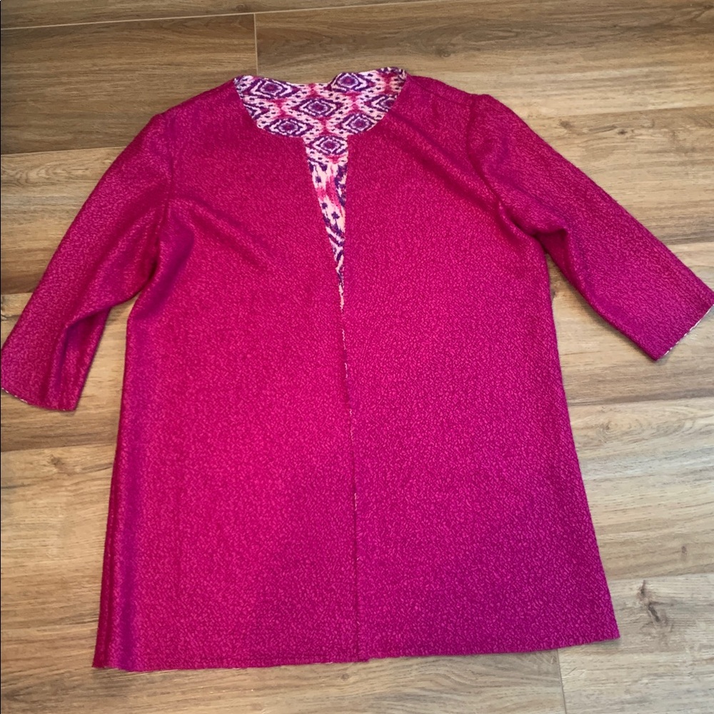 Chico’s/Travelers Jacket Reversible crushed ikat Fuchsia/ purple size 
2-XL - Picture 6 of 9